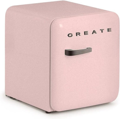 / RETRO FRIDGE 50 Black/Réfrigérateur Rose Avec Poignée Noir/Pratique Et Fonctionnel, Matériaux Résistants