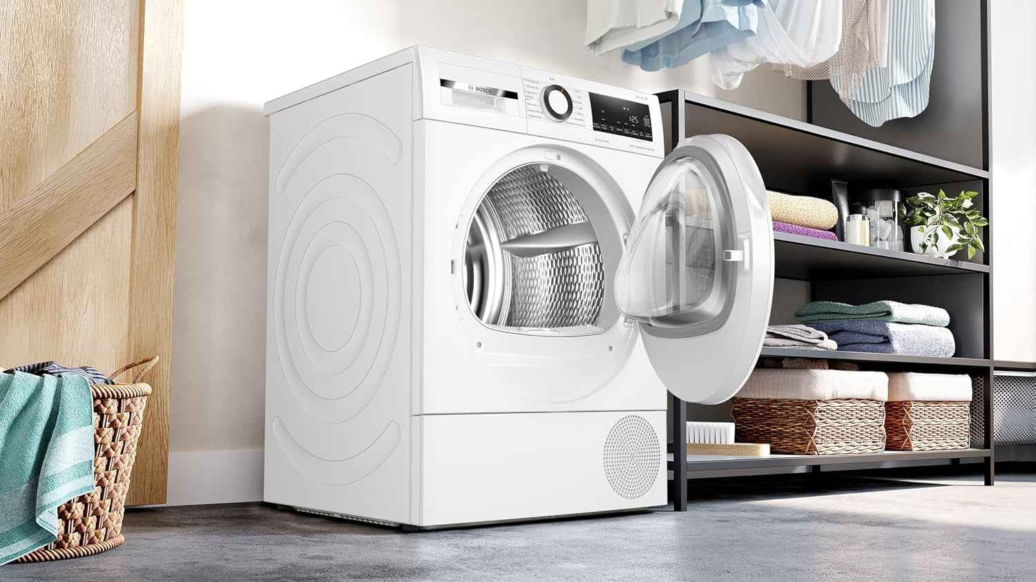 Bosch WQG24502FR Série 6 - Sèche-Linge, Autodry | Blanc, 8 Kg, Iron Assist, Pompe À Chaleur, Antivibration, Séchage Rapide 40 Minutes, Option Demi-Charge