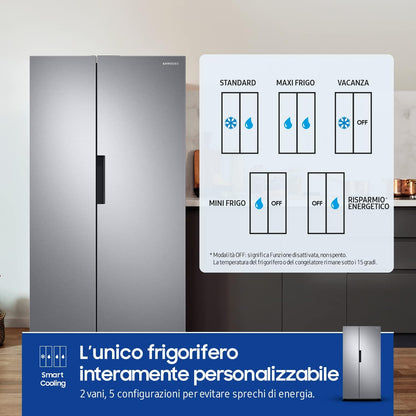 RS66A8101SL/EF Réfrigérateur Side by Side - Réfrigérateur 409L, Congélateur 243L, 358 Kwh/An
