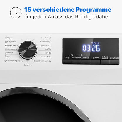 Bomann WA 7174 7Kg Frontlader Waschmaschine, 60 Cm Breit, 1400 U/Min, Fremdkörperfalle, Kindersicherung, Reversierautomatik, 15 Waschprogramme, Weiß