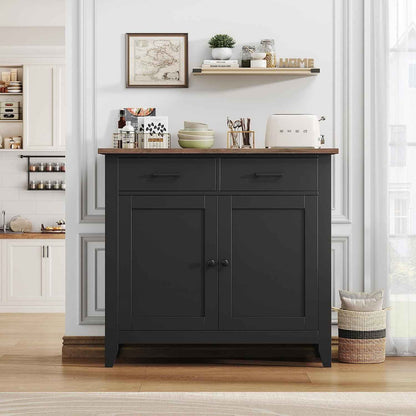 Meuble De Rangement, Buffet Cuisine, Placard De Salle À Manger | Buffet Avec 2 Portes Et 2 Tiroirs Salon 40P X 91L X 82H Cm, Blanc/Noir/ Vert/ Bleu