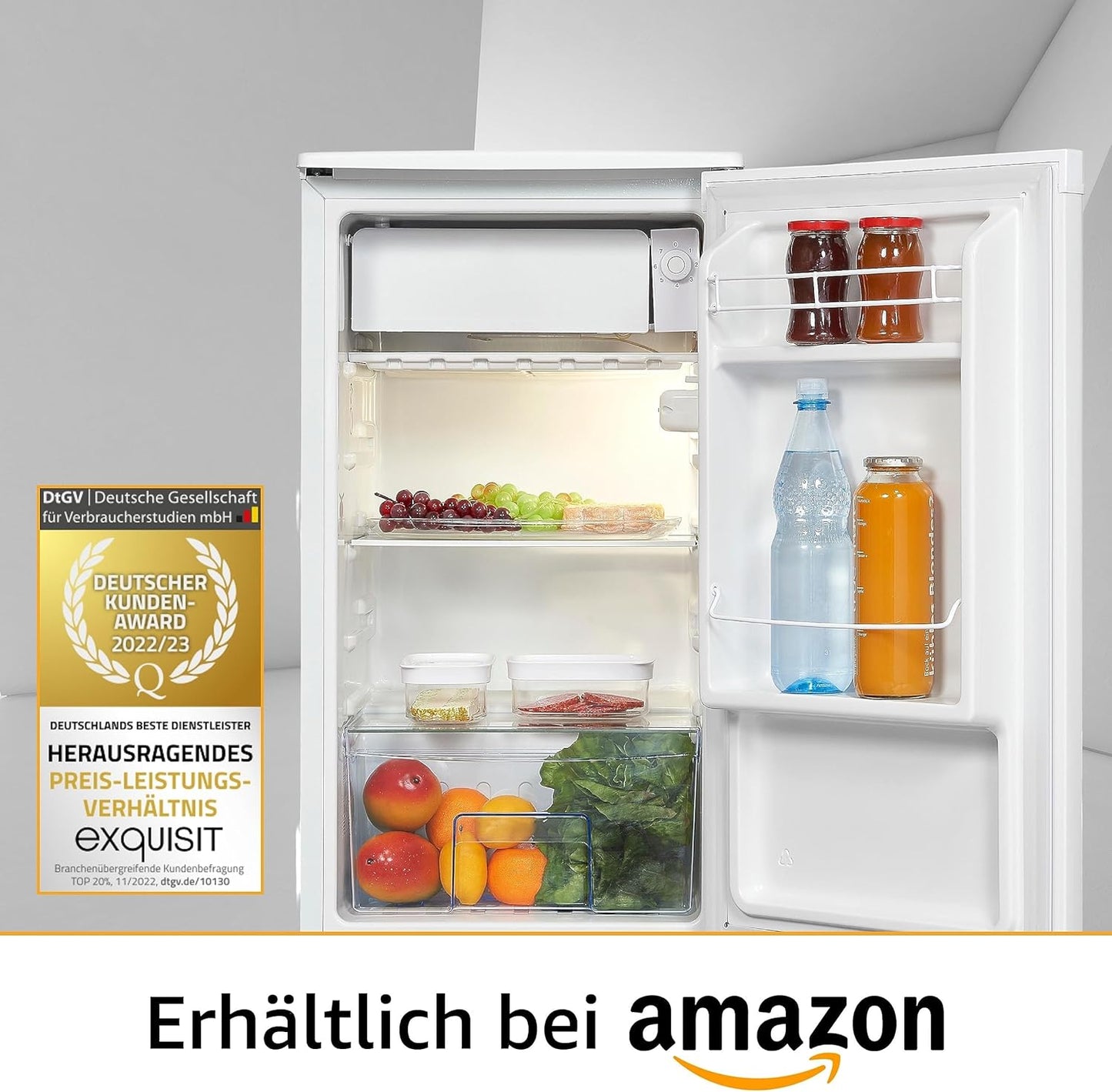 Exquisit KS86-0-090E Kühlschrank, 44,5Cm Breit, 79 L, LED, Weiß