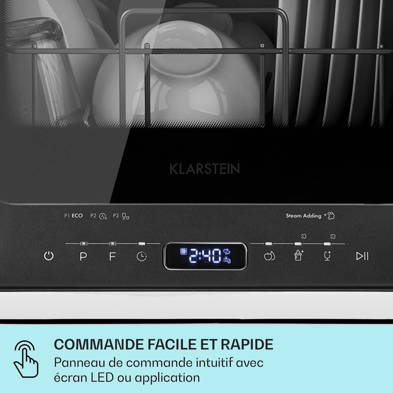 Mini Lave Vaisselle De Table 2 Couvert, Silencieux, 7 Programmes De Lavage, Compact, Portable, Facile À Installer Pour Maison, Bureau