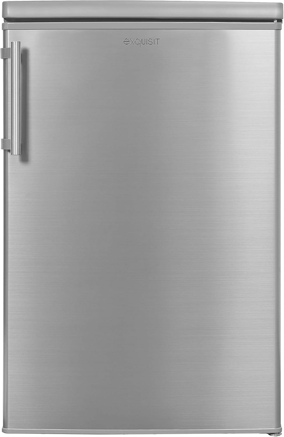 Exquisit Réfrigérateur KS16-V-H-040E Inoxlook | Meuble Sur Pied | Volume 127 L | Inoxlook | Étagères En Verre Et Compartiment À Légumes | Éclairage | Étagères De Porte | Butée De Porte Interchangeable
