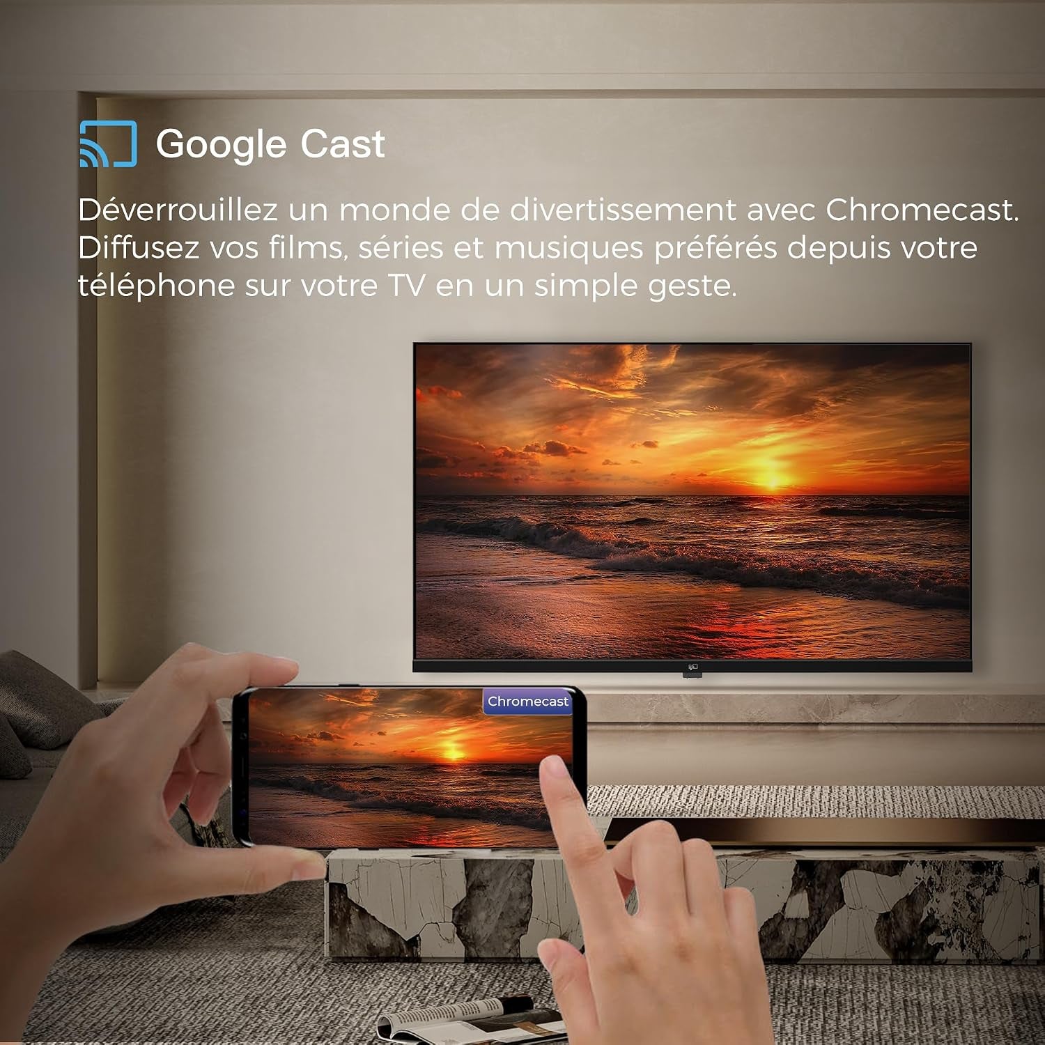 Smart TV 32 Pouces – (81 Cm) Google TV Avec Google Play, Google Cast, 720P HD Television, HDR 10, Dolby Audio, Télécommande Vocale, Streaming TV En Direct