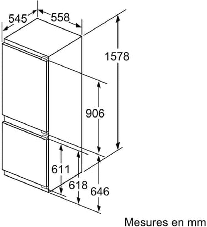 Réfrigérateur Congélateur Encastrable KI77SADE0, IQ500, 231 Litres, Niche De 158 Cm