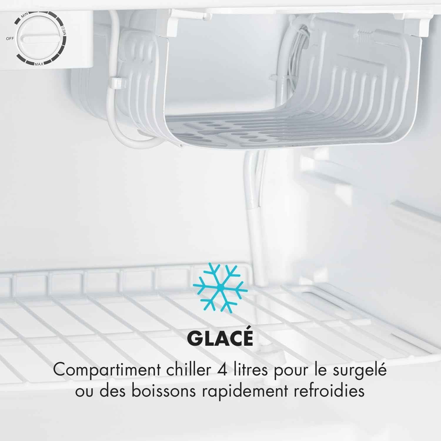 KLARSTEIN Cool Kid - Réfrigérateur À Boissons, Mini-Réfrigérateur, Mini-Bar, 66 Litres, Classe D'Efficacité Énergétique E, 109 Kwh/An, Sur Pied, 45X63X51 Cm (Lxhxp), 42Db, Gris Argent