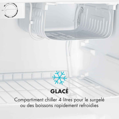 KLARSTEIN Cool Kid - Réfrigérateur À Boissons, Mini-Réfrigérateur, Mini-Bar, 66 Litres, Classe D'Efficacité Énergétique E, 109 Kwh/An, Sur Pied, 45X63X51 Cm (Lxhxp), 42Db, Gris Argent