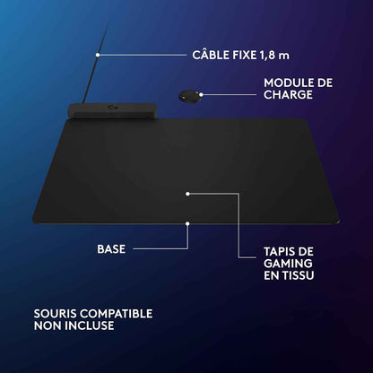 POWERPLAY 2, Tapis De Souris De Charge Sans Fil | Mouse Gaming , 34,5 X 28,4 Cm, Altezza 3,5 Mm, per Pc/Mac - Nero