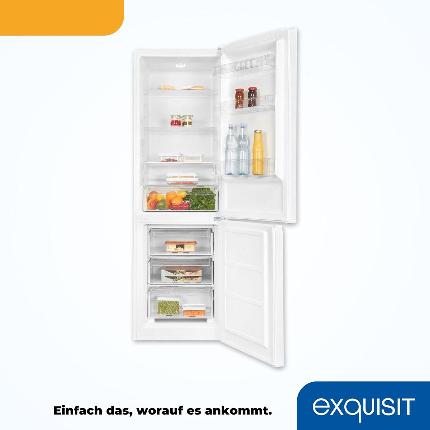 Exquisit GC320-95-E-040C Weiß Stand Kühl-Gefrierkombination, 60 Cm Breit, 315 L, LED Beleuchtung, Gemüseschublade, Weiß