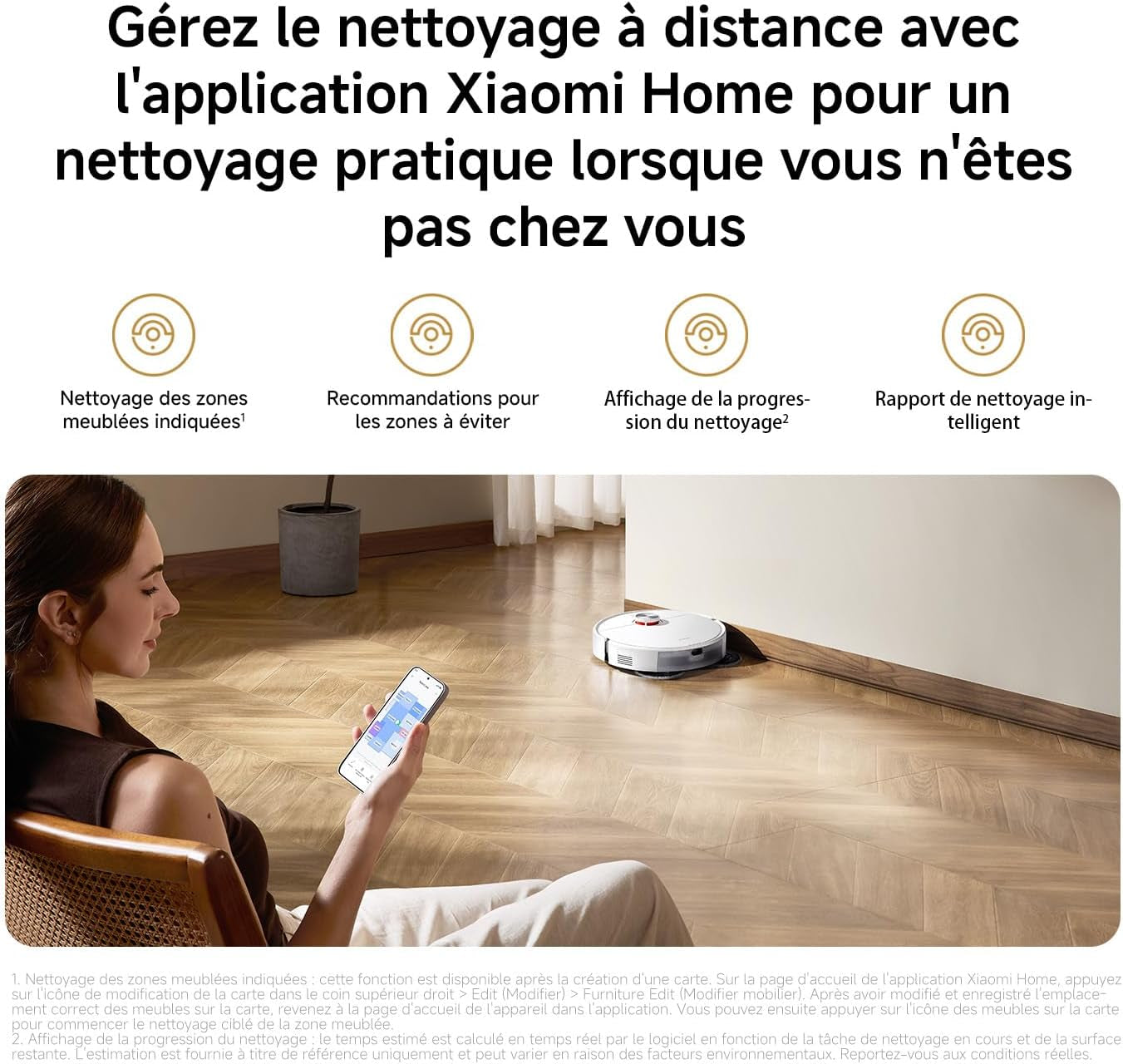 S40 Pro Aspirateur Robot, 15000Pa, Deux Bras Extensibles | Double Anti-Nœuds, Évitement D’Obstacles Grand-Angle, Détection Des Tapis, Relevage Auto Des Serpillières, Contrôle App/Voix