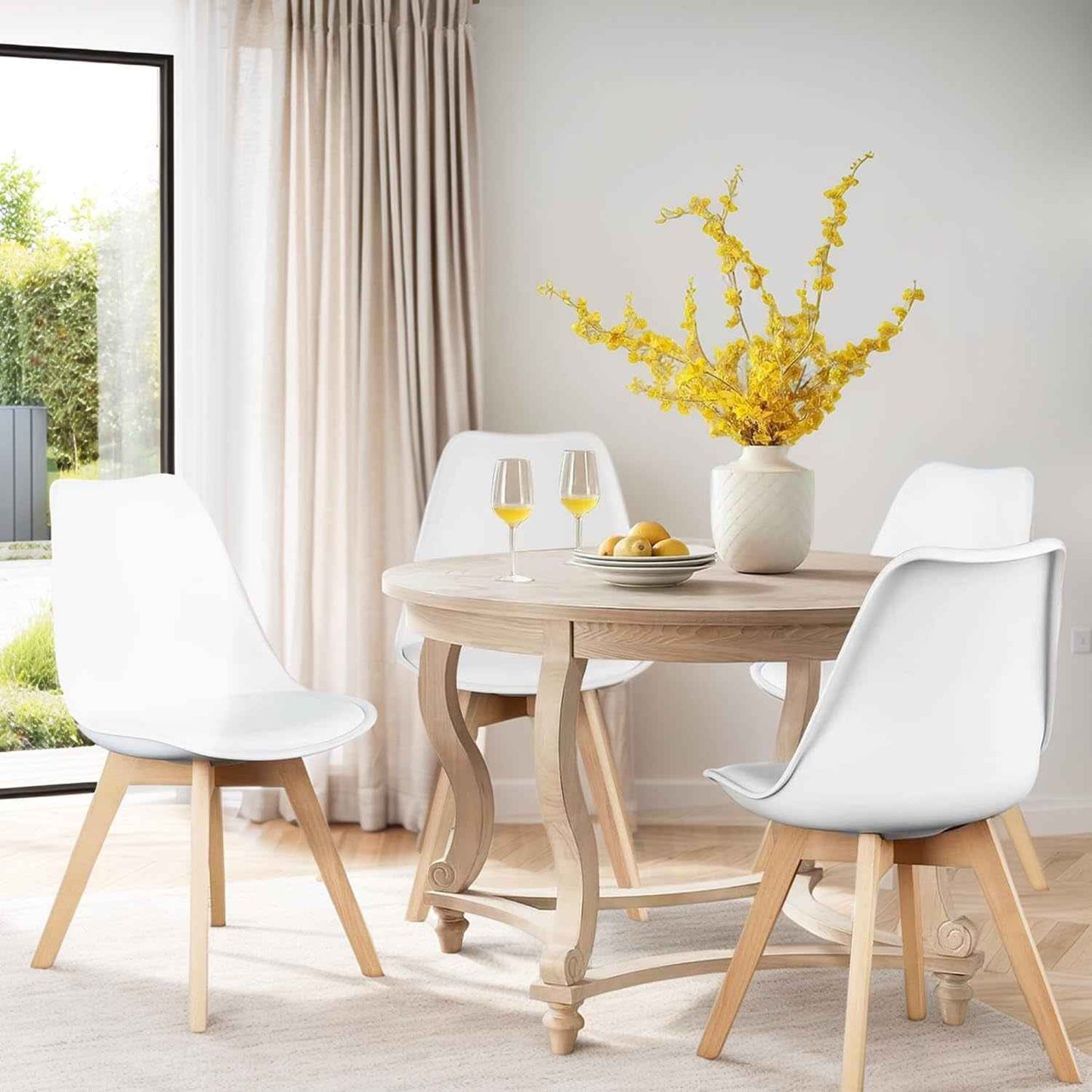 Chaises Salle À Manger, Chaise Scandinave Lot De 4,Idéal Pour Salle À Manger,Salon,Cuisine,Chambre À Coucher (4, Blanc)