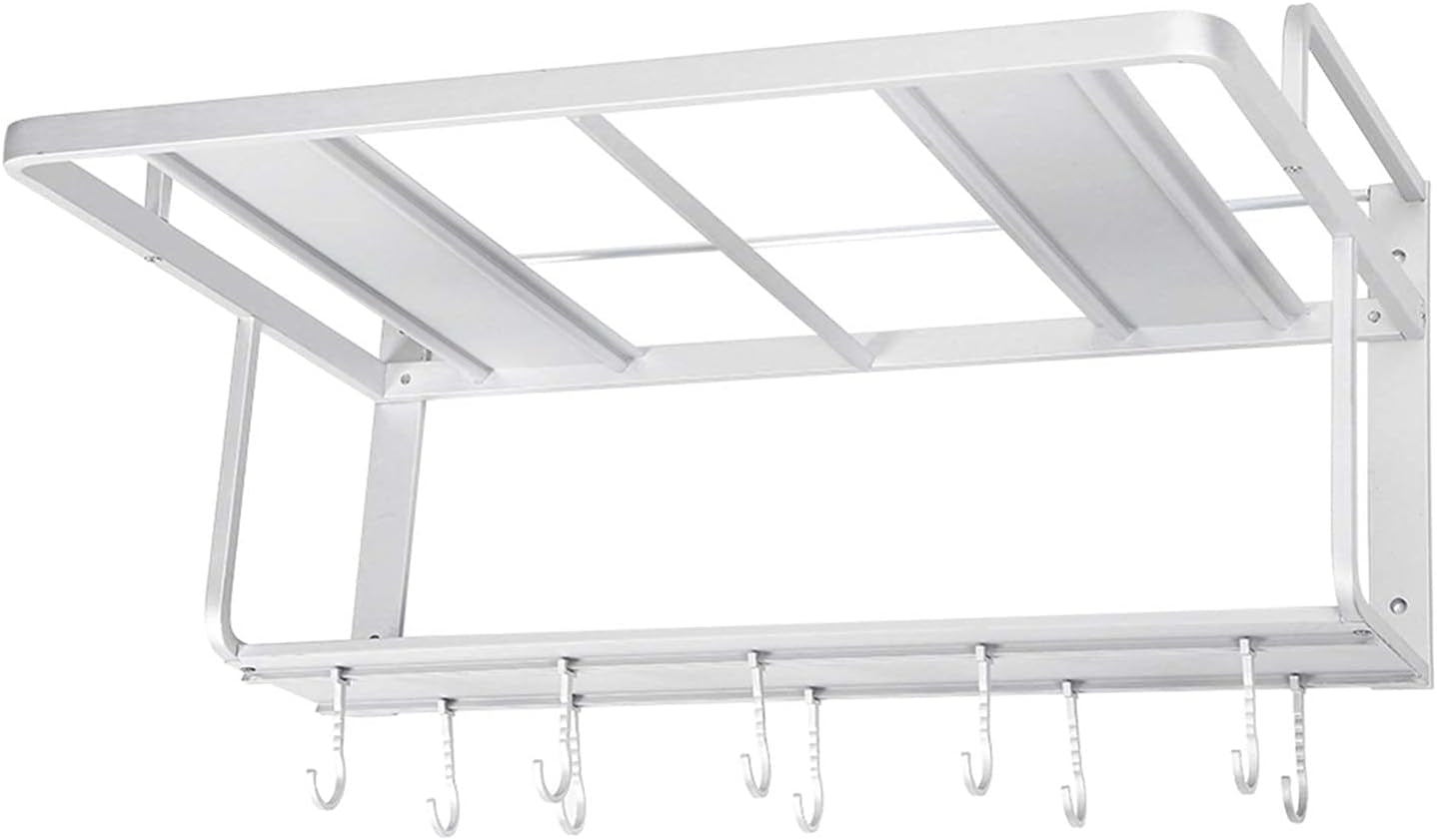 Etagere Micro Ondes Murale, Support De Four À Micro-Ondes, Étagère À Micro-Ondes, Support De Four À Double Couche En Aluminium, Avec Crochet Multifonction Pour Cuisine, 54,9 X 38,4 X 25 Cm