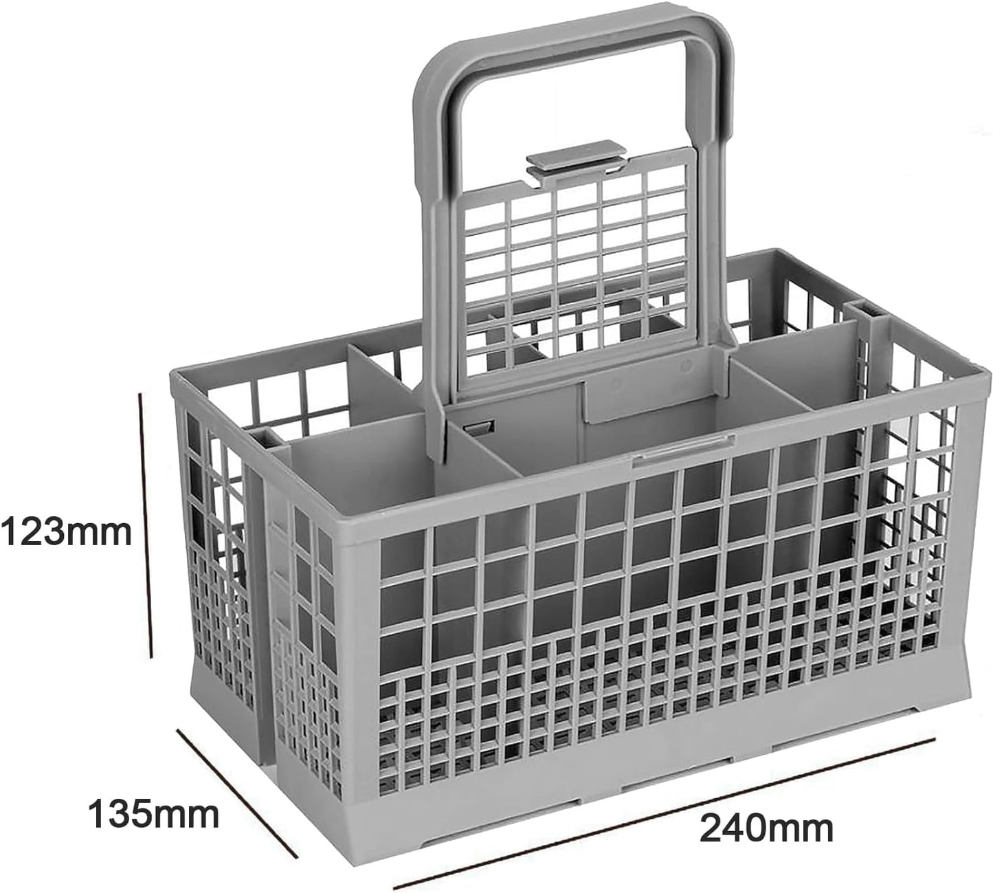 Panier À Couvert Universel Lave-Vaisselle Compatible Avec Compatible Avec Différentes Marques (Bosch/Siemens/Rex/Electrolux), Poignée Amovible, En Plastique, 24P X 24L X 23,5H Cm