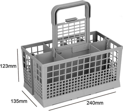 Panier À Couvert Universel Lave-Vaisselle Compatible Avec Compatible Avec Différentes Marques (Bosch/Siemens/Rex/Electrolux), Poignée Amovible, En Plastique, 24P X 24L X 23,5H Cm