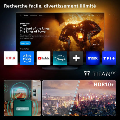 Philips Ambilight 55PUS8000 4K LED Smart TV - Écran 50 Pouces Avec Plateforme Pixel Precise Ultra HD, Titan OS Et Son Dolby Atmos, Compatible Alexa Et Assistant Vocal Google