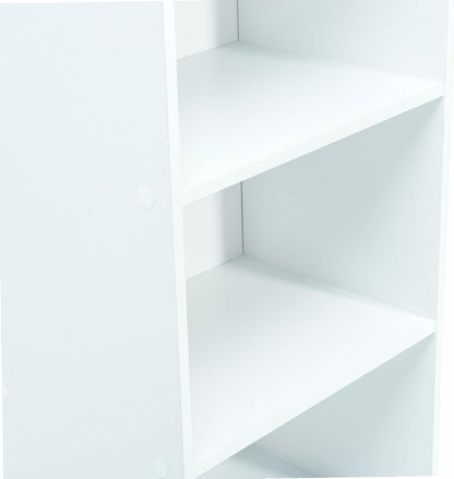 Meuble Blanc De Rangement - 3 Niches - Panneaux De Bois MDF - 80 X 40 X 29 Cm - Livré En Kit Avec Plan De Montage -