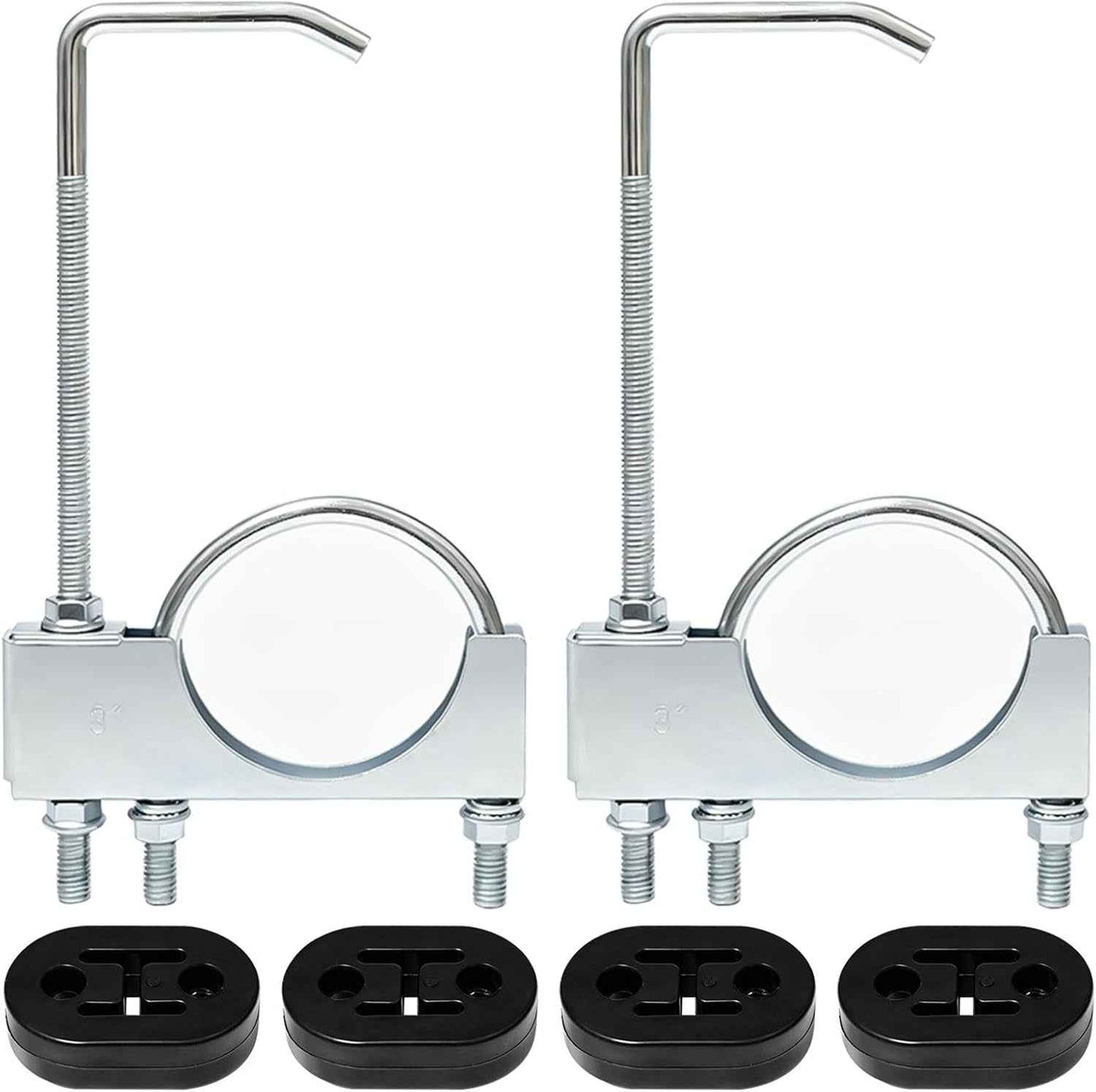 2 PCS 3 Pouces Colliers De Serrage D'Échappement Avec Suspension | Pince D'Échappement Universelle En Acier Inoxydable Avec Silent Bloc Echappement À 2 Trous Pour Voitures Camions