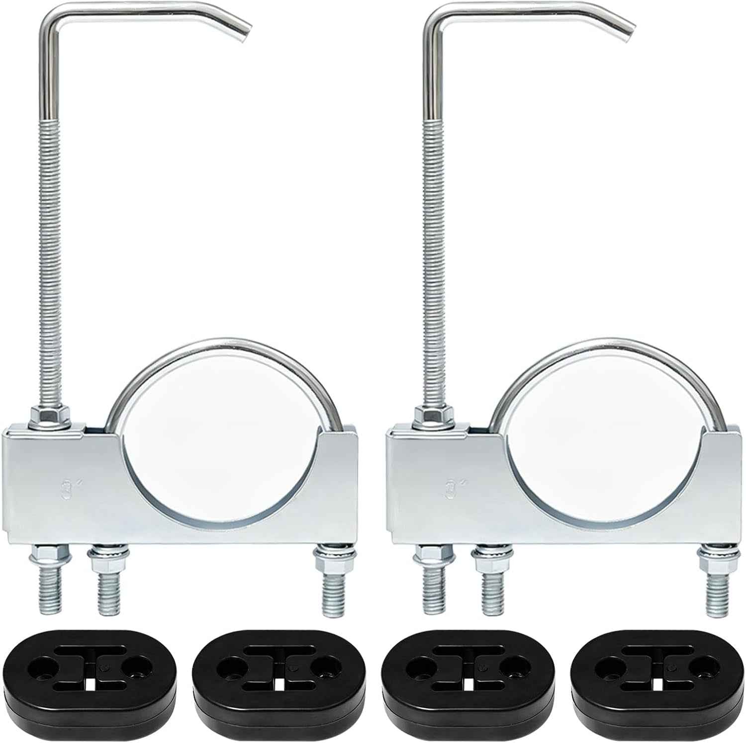 2 PCS 3 Pouces Colliers De Serrage D'Échappement Avec Suspension | Pince D'Échappement Universelle En Acier Inoxydable Avec Silent Bloc Echappement À 2 Trous Pour Voitures Camions
