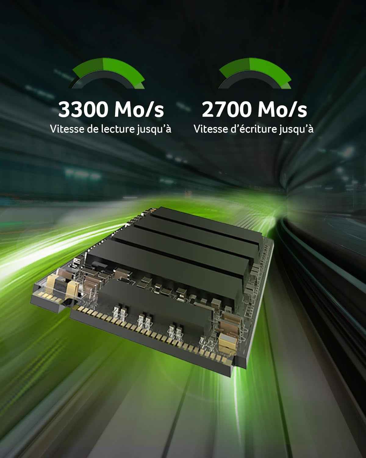 FA100 Pcie 3.0 Nvme SSD 512Go : Vitesse De Lecture Jusqu’À 3300 Mo/S, Disque Dur Interne Gen3X4 M.2 2280 Avec HMB Et SLC – Disque SSD De Jeu Pour Ordinateur Portable/De Bureau