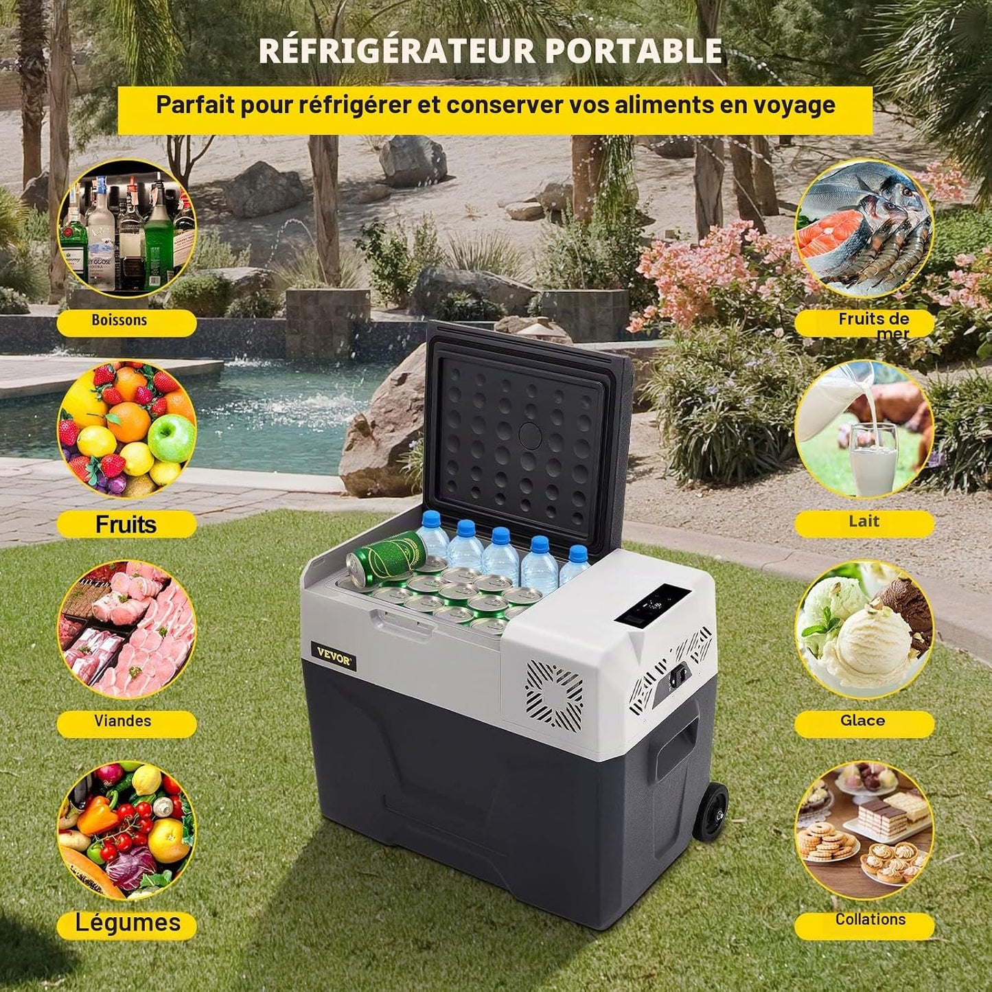 Glacière Congélateur Voiture 30 L Portable Mini Frigo Silencieux 220V Avec Panneau Numérique -20 À 20℃ Pour Maison, Voiture Et Camping 58 * 36.8 * 36.1CM