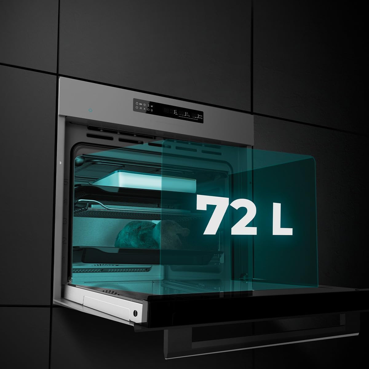 Four Encastrable 60Cm Bolero Hexa SM406000 Glass Grey A+. 2900W, 72L, 12 Fonctions Avec Steak Master, Pizza Master, Steam Assist, Steam Easyclean, Mode Eco Et Décongélation, Electronic Timer