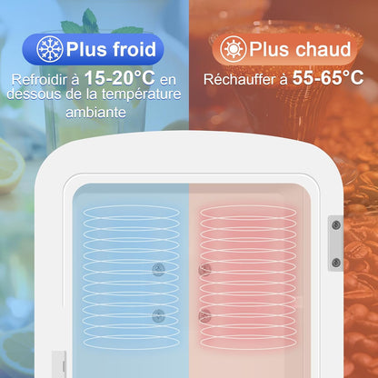 Mini Frigo Portable 4L, Mini Réfrigérateur Cosmétique, Mini Glacière Électrique, Fonction Froid/Chaud, Avec Câble AC 220V/ DC 12V Pour Voiture, Bureau, Chambre (Blanc)