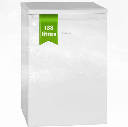 Réfrigérateur 133 L Pose Libre Éclairage LED VS 2185-1, Blanc | Éclairage Intérieur LED, Contrôle De La Température En Continu, 3 Clayettes En Verre, Pose Libre