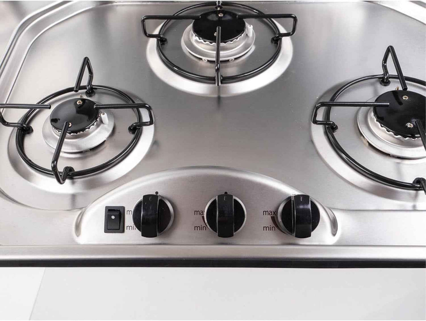 Plaque De Cuisson À Gaz À 3 Flammes Avec Couvercle En Verre