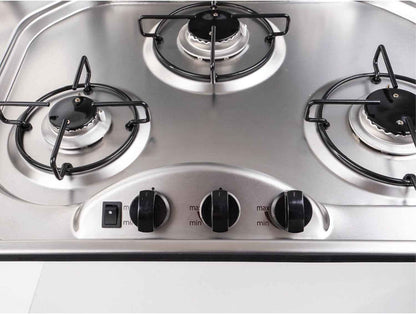 Plaque De Cuisson À Gaz À 3 Flammes Avec Couvercle En Verre