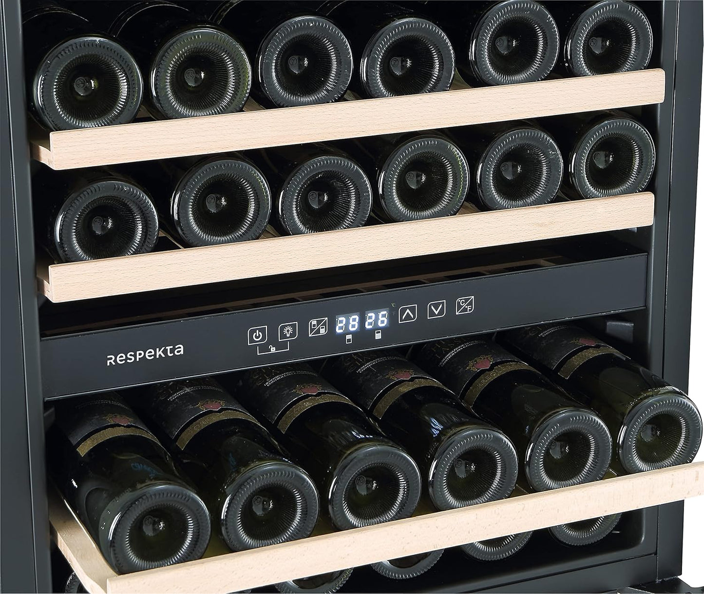 Respekta Cave À Vin Encastrable Pour 36 Bouteilles Standard / 85 L De Volume Utile / 2 Zones De Température, De 5 °C À 22 °C/Touch Control/Lampe Led/Max. 41 Db/Wkse 36-19