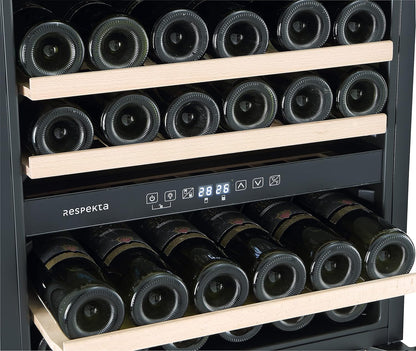 Respekta Cave À Vin Encastrable Pour 36 Bouteilles Standard / 85 L De Volume Utile / 2 Zones De Température, De 5 °C À 22 °C/Touch Control/Lampe Led/Max. 41 Db/Wkse 36-19