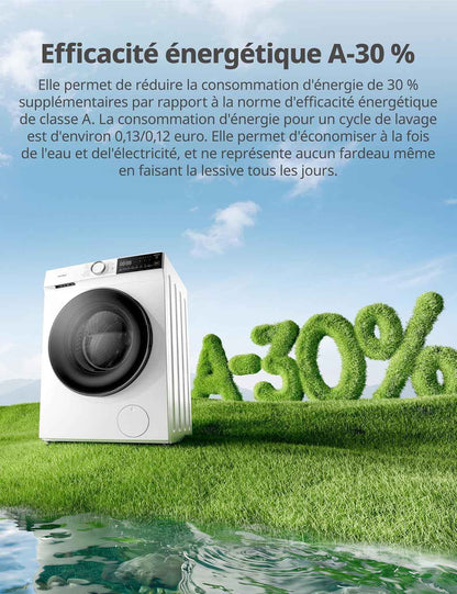 ' Machine a Laver 10KG Classe A-30% 1400RPM Smart Wash CF10EWP07W | App Commande Intelligente, Healthguard, Steam Wash, Laine, Poils D'Animaux, Turbo, Rapide 15'/45', Lavage De Nuit, Parfum+