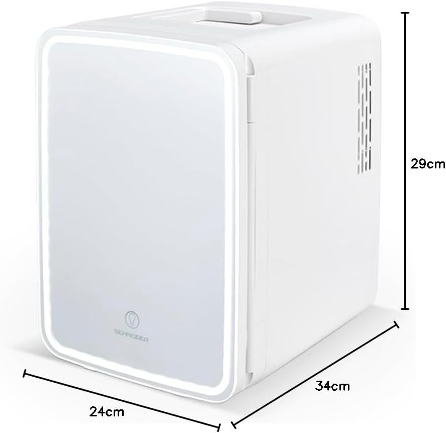 SCMF10W, Mini Frigo Cosmétique 9L, Refroidissement Et Chauffage, Miroir Avec LED, Etagères, Blanc