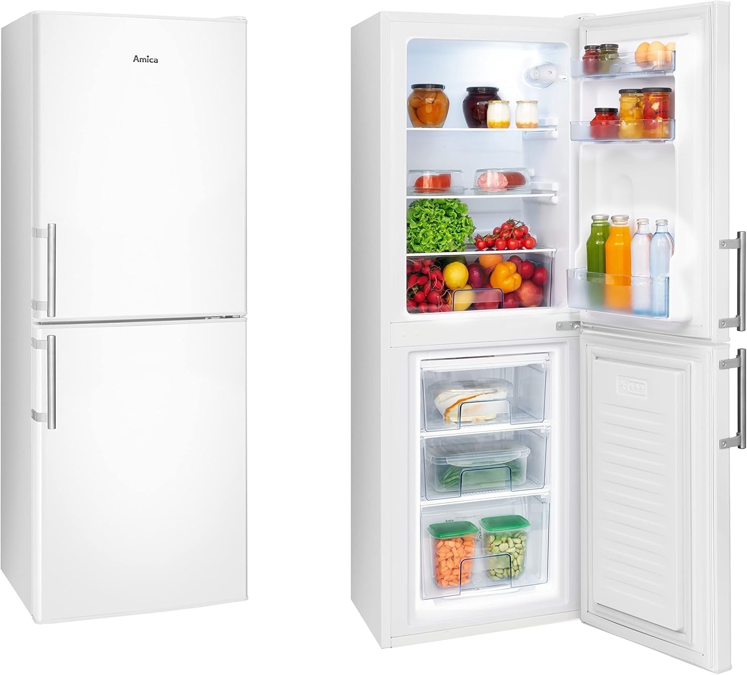 Amica KGC 384 110W Réfrigérateur-Congélateur - 55 Largeurs, Blanc, Classe D'Efficacité Énergétique C