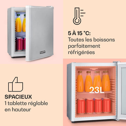 Petit Frigo De Chambre De 23L Pour Snacks Et Boissons, Frigo Top Silencieux, Mini Bar, Réfrigérateur Camping, Frigo Cosmetique, Refrigerateur Avec Étagères Réglables, 5-15°C