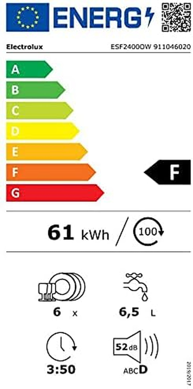 ESF2400OW Lave-Vaisselle, Blanc