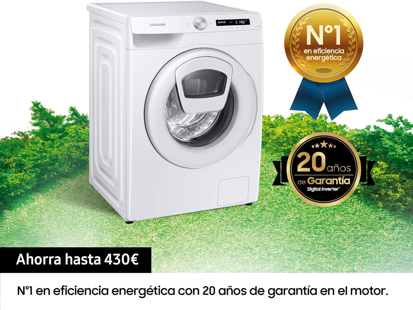 WW90T554DTW/S3 Lave-Linge - Addwash™, Série 5, 9 Kg, Blanc, Technologie Ecobubble™, Intelligence Artificielle, Classe A