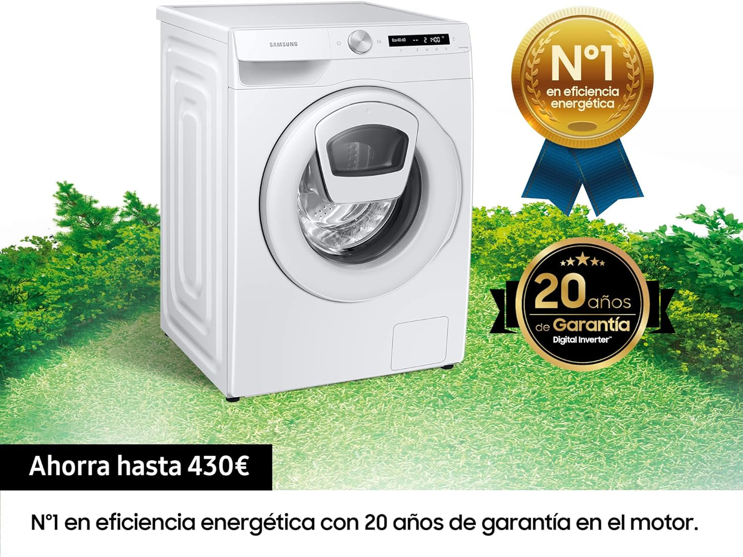 WW90T554DTW/S3 Lave-Linge - Addwash™, Série 5, 9 Kg, Blanc, Technologie Ecobubble™, Intelligence Artificielle, Classe A