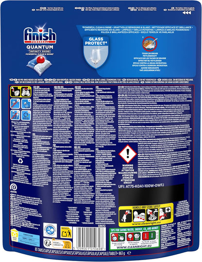 Quantum Infinity Shine Pastilles Lave-Vaisselle, Elimine Les Taches Tenaces, 83 Capsules