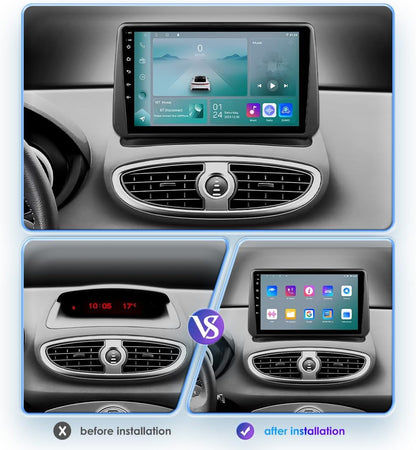 Eustock Android 13 Autoradio 9" Pour Renault Clio 3 2005-2014 4 Cœurs 2 Go Et 64 Go De Mémoire, Prend En Charge Carplay/Android Auto, Commande Au Volant, Wi-Fi/4G, AM/FM