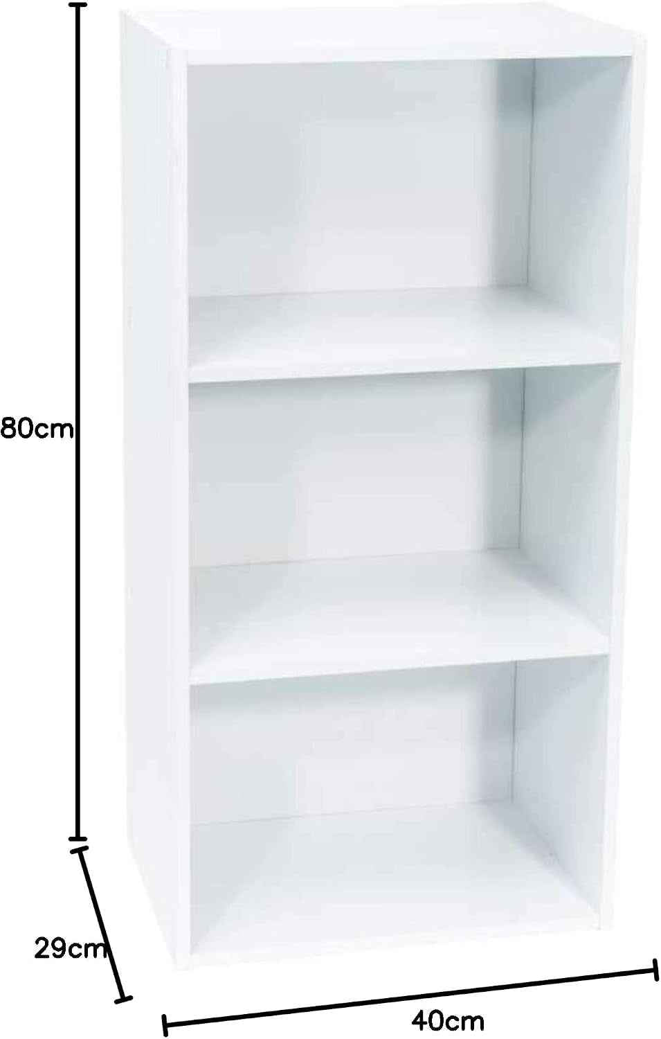 Meuble Blanc De Rangement - 3 Niches - Panneaux De Bois MDF - 80 X 40 X 29 Cm - Livré En Kit Avec Plan De Montage -