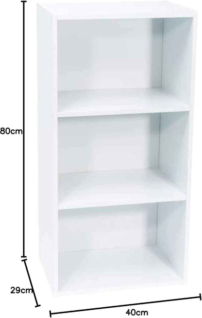 Meuble Blanc De Rangement - 3 Niches - Panneaux De Bois MDF - 80 X 40 X 29 Cm - Livré En Kit Avec Plan De Montage -