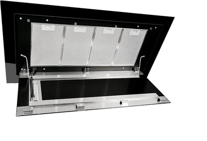 Hotte Aspirante De Plafond, 120 Cm, GCH C 341 Prime, Moteur D'Aspiration À Recirculation, 1000 M³/H, En Verre, Noir, Avec Télécommande, Classe D'Efficacité Énergétique A