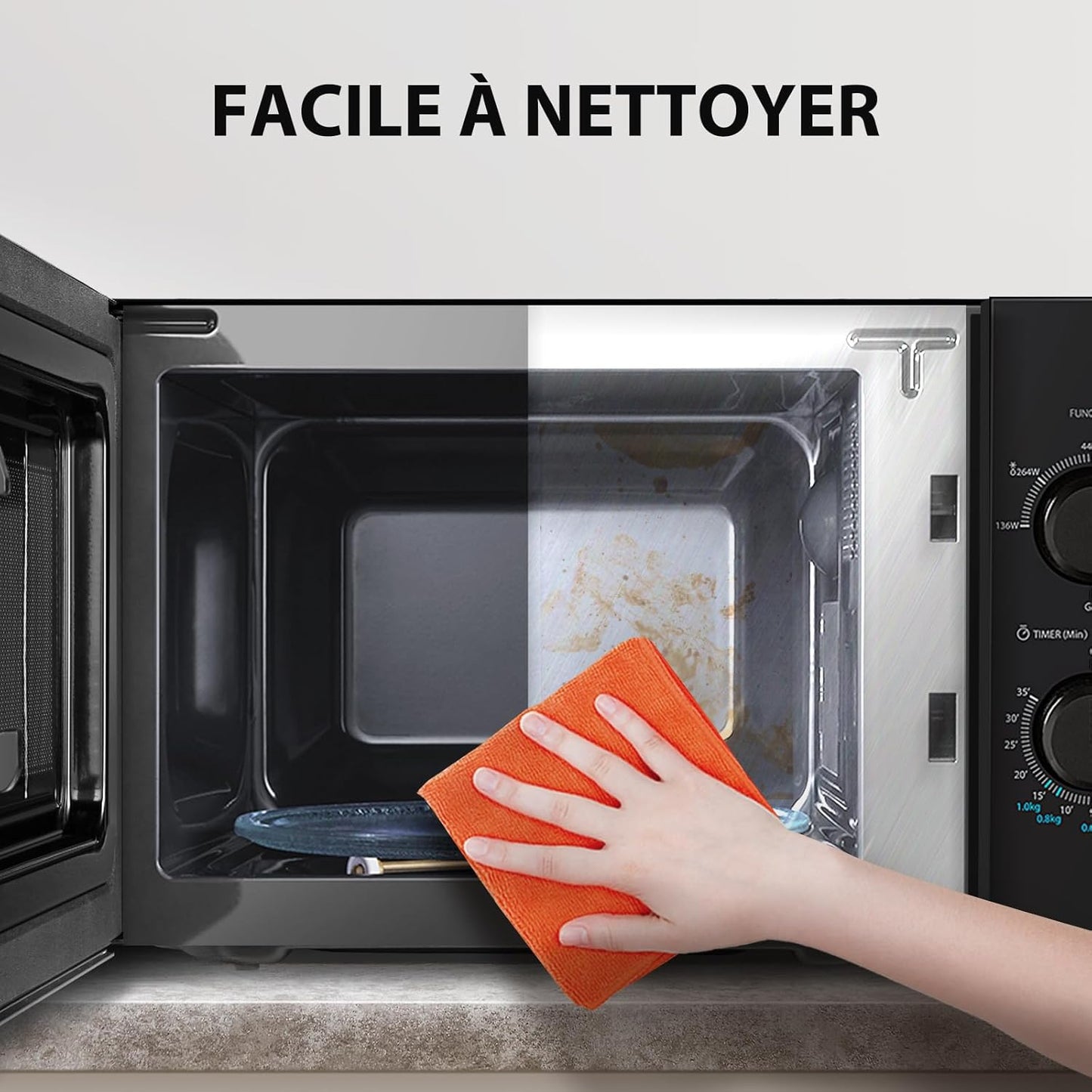 Four À Micro-Ondes 20 L MW2-MG20P(BK), 800W/1000W Grill, Avec Grill Croustillant Et Fonction De Cuisson Combinée, 9 Niveaux De Puissance, Ampoule LED, Dégivrage Facile, Noir