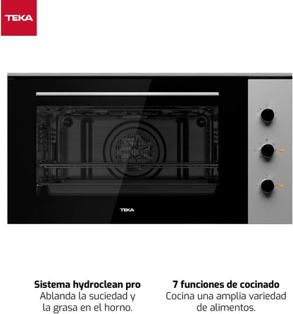 Teka HSF 900 Four Multifonction De 90 Cm, Système De Nettoyage Hydroclean ECO, 7 Fonctions De Cuisson, 5 Hauteurs De Cuisson, Porte 2 Verres, Couleur Acier Inoxydable