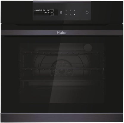 I-Message Serie 4 HWO60SM5B9BH Four Pyrolyse - Multi-Niveaux, 70L, 9 Fonctions, Wi-Fi + BLE, Sonde Thermique, Climatech, Double Éclairage Latéral, Noir, Classe A+