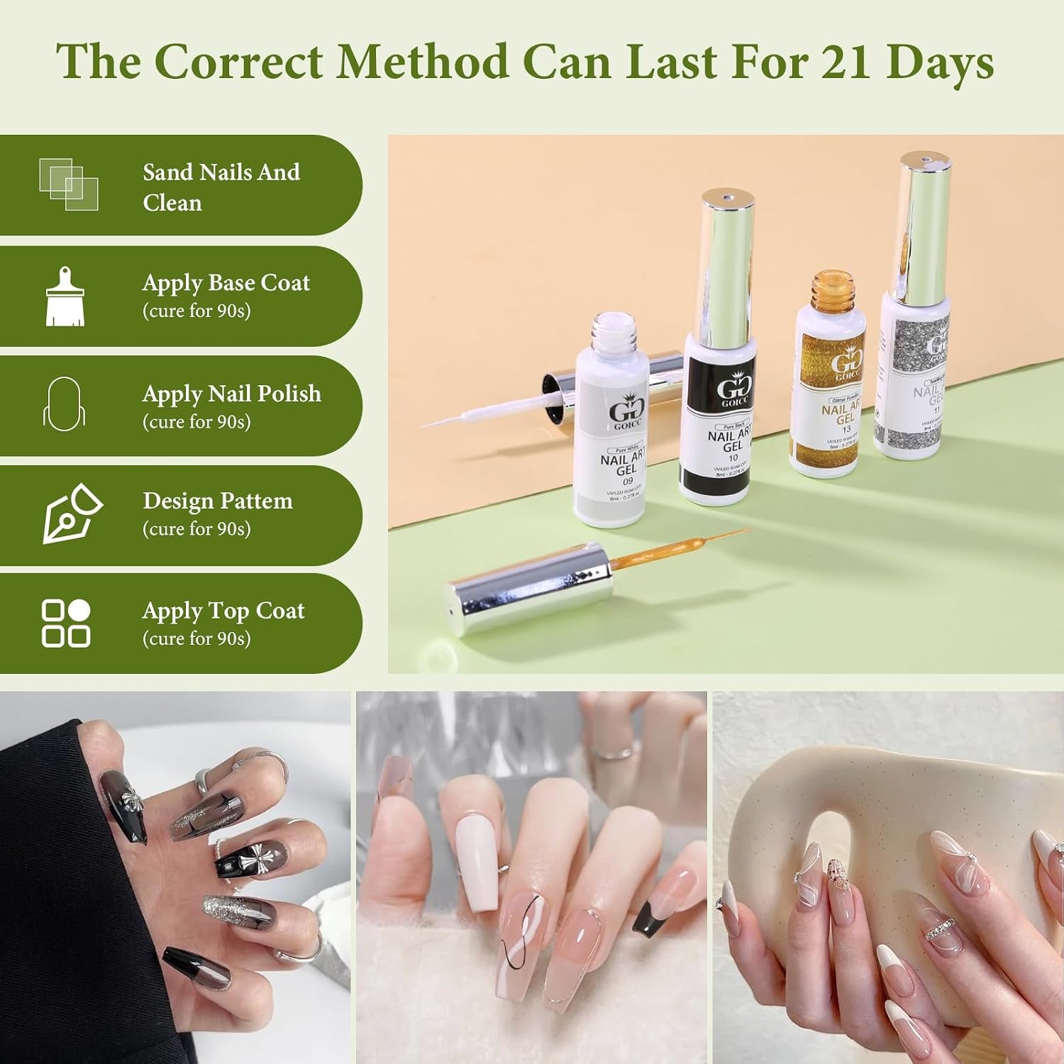 4Pcs Vernis Semi Permanent Pailleté Gel Paint Nail Art Kit French Manucure | 4 X 8Ml Vernis Semi Permanent Lot Avec Pinceau Fin Intégré, DIY Nail Art De Démarrage Pour Ongles Gel UV Fin Et Fin