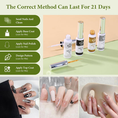 4Pcs Vernis Semi Permanent Pailleté Gel Paint Nail Art Kit French Manucure | 4 X 8Ml Vernis Semi Permanent Lot Avec Pinceau Fin Intégré, DIY Nail Art De Démarrage Pour Ongles Gel UV Fin Et Fin