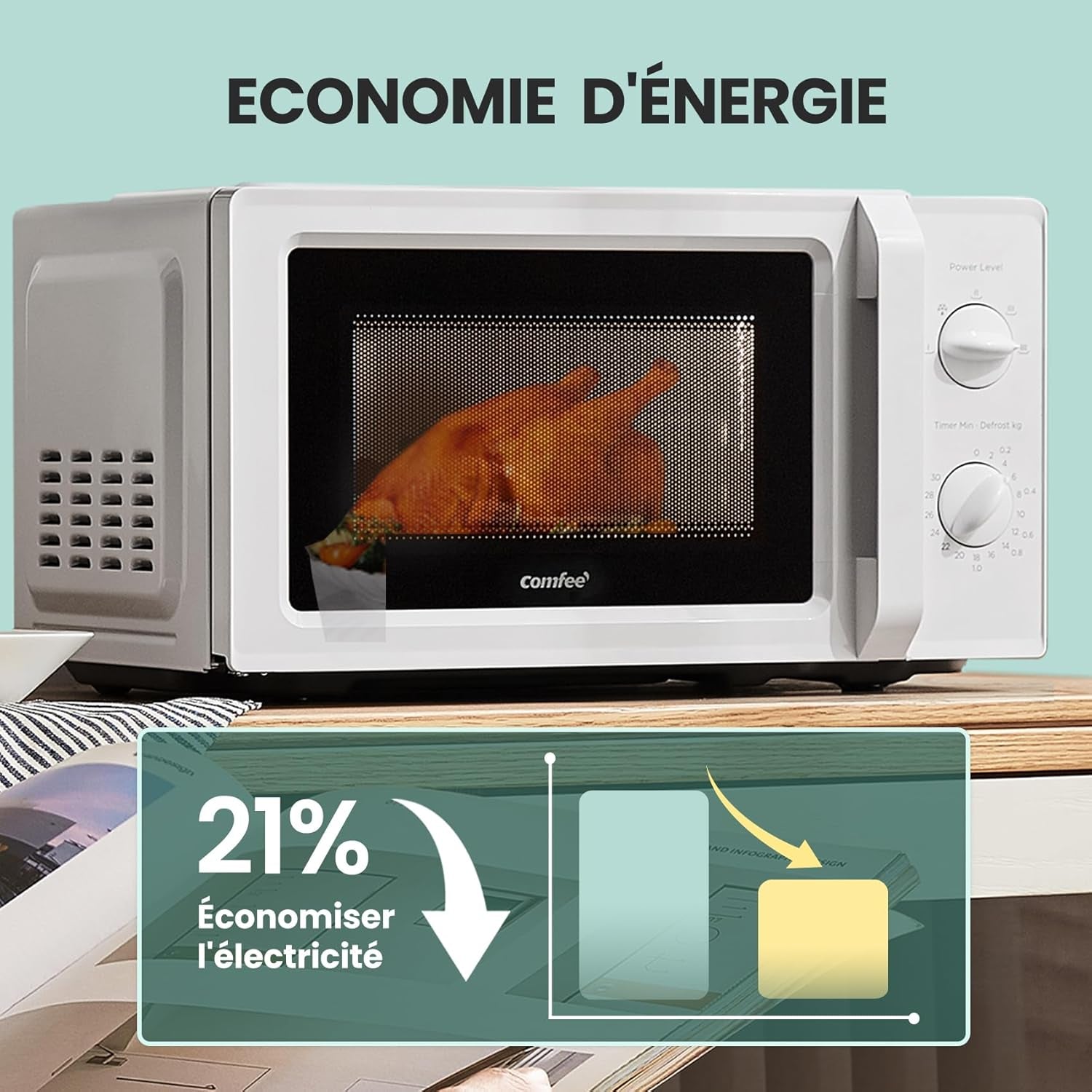 ' Micro-Ondes Onduleur CMO-MP012OC(WH), 700W De Puissance, 5 Niveaux De Puissance, Décongélation, Minuterie De 30 Minutes, 19L, Blanc